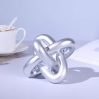 DOVDOV Silver Knot Sculpture, Three Knot Sculpture Silver Home Decor Accent, Suitable for Rustic Style Coffee Tables, Living Room Dining Tables, entryway Shelves, and Small Decorations.