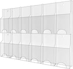 Acrylic Brochure Pamphlet Holder, 12 Pamphlet Holders, Clear Brochure Display Stand Wall Mount, Trifold Flyer Rack, Literature Storage Rack for Home, Offices, Waiting Room
