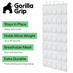 GORILLA GRIP Over the Door Shoe Organizer, 35 Large Breathable Mesh Pockets, Space Saving Hanging Storage Holder, 5 Hook Closet Rack Hanger, Hangs on Closets for Shoes, Accessories 68.5H x 24.5W White