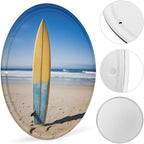 Wall Picture, with Beach Surfboard Printed Circular Iron Hanging Picture,Wall Art Decor,Home for Bedroom Living Room Bathroom Decor,Iron Painting 11.8X11.8 in