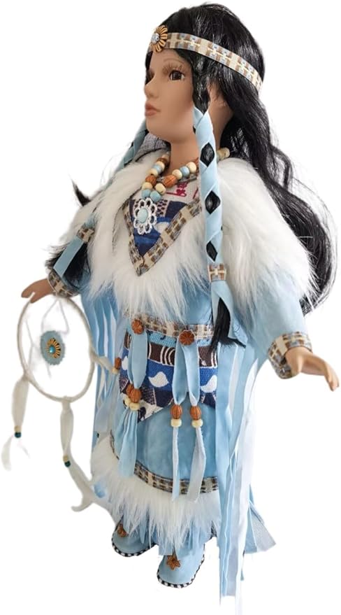 KINNEX COLLECTIONS SINCE 1997 16" Collectible Native American Indian Porcelain Doll (AQUENE) D16758