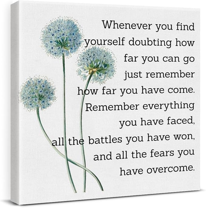 Motivational Quotes Wall Art Decor, Inspirational Graduation Decor Gift, Positive Canvas Posters Painting Artwork for Office Classroom Bedroom Home Decorations (8 X 8 Inches, Framed)