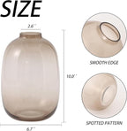 Brown Glass Vase, 10 Inches Large Glass Vase, Tall Glass Vases for Flowers, Modern Round Vases for Living Room, Dining Table, Shelf, Wedding, Office, Home
