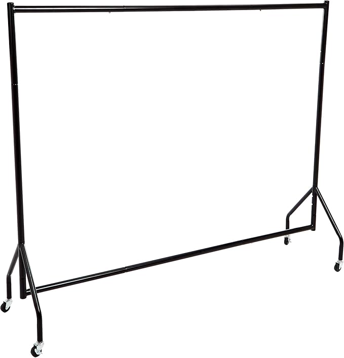 Amazon Basics Heavy Duty Portable Rolling Garment Rack, Hanging Clothes Organizer Rail for Display and Storage, Easy to Assemble, 72 x 60 inches, Black