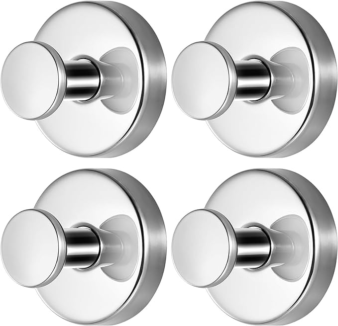 Linwnil Suction Cup Wreath Hanger，Suction Cup Hooks Hanging 10 Lbs，Waterproof Suction Cup Wreath Holder for Windows, Shower, Wreaths，Smooth Doors (Chrome Polished, 4 Pack)