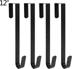 Sattiyrch 12" Wreath Hanger for Front Door,Steel Over The Door Hanger Hook,Wreath Door Hanger (Black,4)