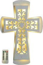 ADAVAS.Y&G Wooden LED Wall Cross with Remote Control – Christian Lighted Cross Decor, Battery Powered, Multiple Lighting Modes, Religious Wall Art for Home, Church, and Gifts