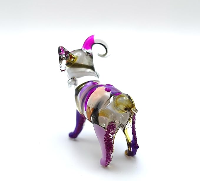 Goat Tiny Figurines Hand Blown Glass Art Animals Collectible Gift Home Décor (Marble Purple)