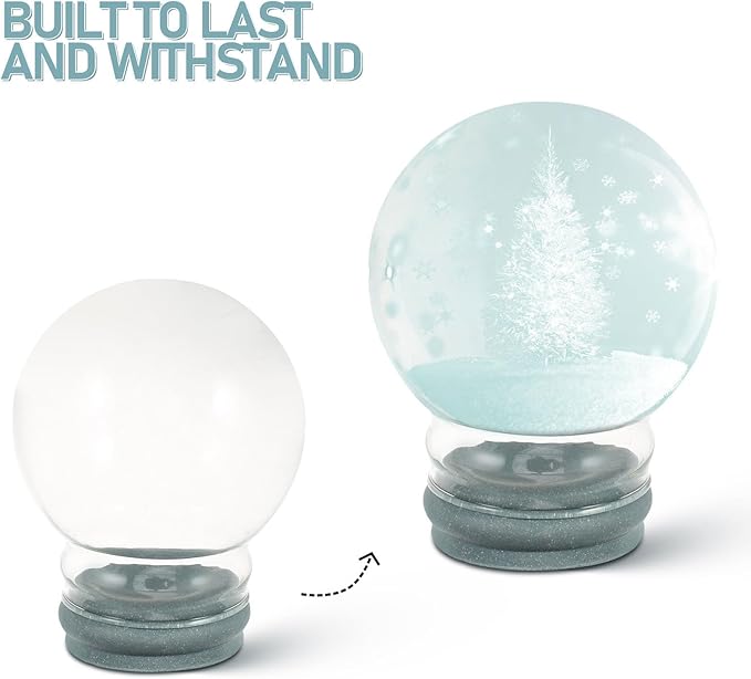2pcs Glass Snow Globes: Clear Fillable Snow Water Globe Rubber Base Candy Bottle Jar for DIY Craft Home Christmas Winter Decoration 65mm