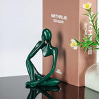BMLCGJ Thinker Statue Gold Decor Abstract Art Sculpture, Golden Resin Collectible Figurines for Home Living Room Office Shelf Decoration,Great Gift Ideas (Green)