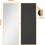 TRAHOME Full Length Standing Mirror, 70"x24" Gold Full Body Mirror with Aluminum Alloy Frame, Free Standing or Wall Mount for Bedroom, Living Room, Dressing Room