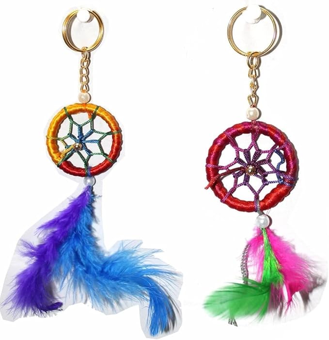 Bro Mart Dream Catcher Keychain For Car Home And Office wall Multicolour Lightweight (Pack of 2)