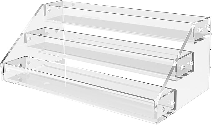 AISIDERK 12" Acrylic Riser, Shelves - 3-Tier Clear Perfume Organizer,Sturdy and Stable Acrylic Organizer for Display Decorative,Skincare Organizers for Countertop, Tabletop, Collectibles, Nail Polish