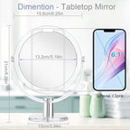 CLSEVXY Vanity Makeup Mirror with Stand, 1X/15X Magnification Double Sided 360 Degree Swivel, Portable Table Desk Counter top Magnifying Mirror, Tabletop Mirror for Bedroom or Dorm Room, 6.25 Inch