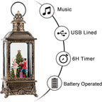 Christmas Snow Globe Lantern Water Glittering Nutcracker Ballerina with Music & Timer, USB Lined/Battery Operated Lighted Lantern for Christmas Festival Decoration Gifts