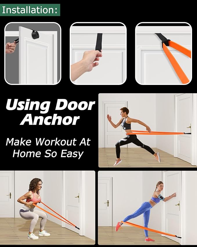 Zacro Resistance Bands, 6 Resistance Levels Pull Up Assistance Bands, Exercise Bands for Men&Women, Heavy Duty Resistance Band Set with Door Anchor, for Working Out, Muscle Training, Physical Therapy