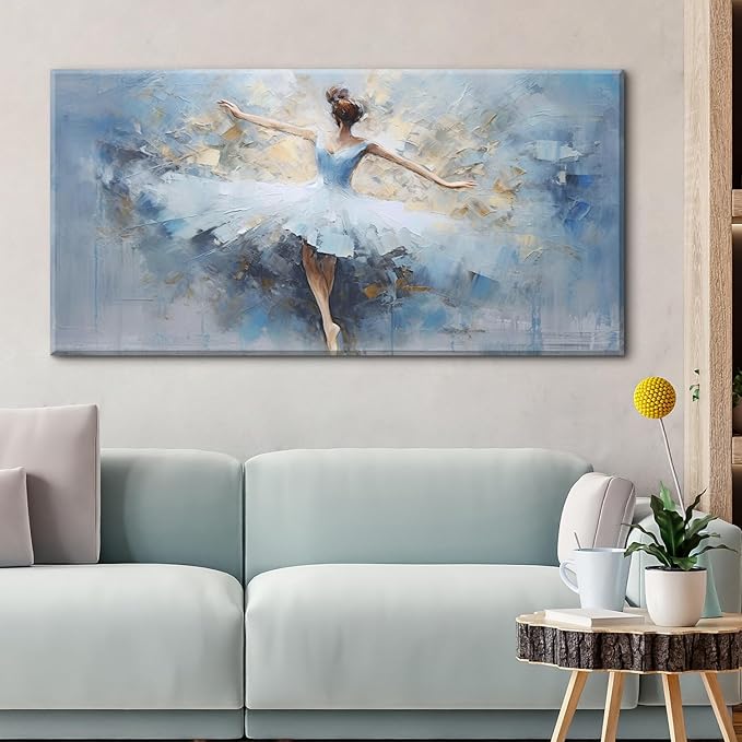 AIYISU Abstract Ballet Dancer Canvas Wall Art White Ballet Girl Dancer Wall Decor Beautiful Dancing Ballerina Print Paintings Minimalist Artwork for Living Room Girls Bedroom Home Decorations 24x48