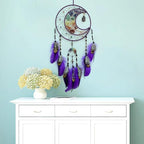 Purple Large Dream Catcher Wall Decor Crystal Tree of Life Dream Catchers with Stone Pendant Handmade Feather Dreamcatcher Wall Hanging Ornament for Bedroom Living Room Home Decor