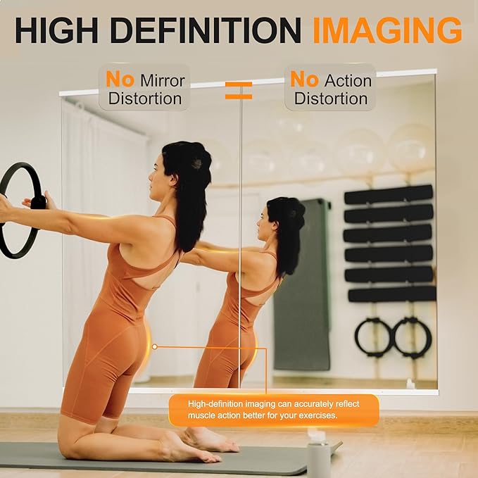Delma Home Gym Mirror, 48''x28''x2PCS White Wall Mounted Large Frameless Tempered Glass Wall Mirror for Home Gym, Garage, Bedroom, Bathroom