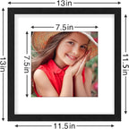 Vittanly 12x12 Picture Frames Set of 9, Display 8x8 Pictures with Mat or 12x12 without Mat, Photo Frames for Wall Mount, Engineered Wood, Black&Brown&Distressed White