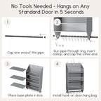 Over the Door Hat Rack - 3-Layer Design Hat Organizer Holds 30-36 Hats with 10 Hooks, Ideal Hat Rack for Door, Over the Door Organizer for Closet, Apartment, Bedroom, Dorm, 1 Pack, Grey