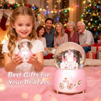 Snow Globe, Castle Musical Snow Globes with Crystal Ball & Colorful LED Lights, Snow Fall Fairy Tale Carriage Castle Snow Globes, Christmas Birthday Gifts for Women, Girls, Kids, Home Room Decor