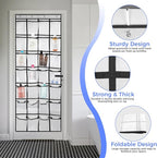 28 Large Pockets Over the Door Shoe Organzier, Hanging Shoe Organizer for Door Large Capacity Shoe Storage Bag with 4 Metal Hooks