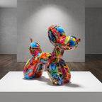 Resin Balloon Dog Sculpture - Collectible Figurines Decor for Home | Office Desktop Resin Decors Balloon Dog Decor (Graffiti Rose)