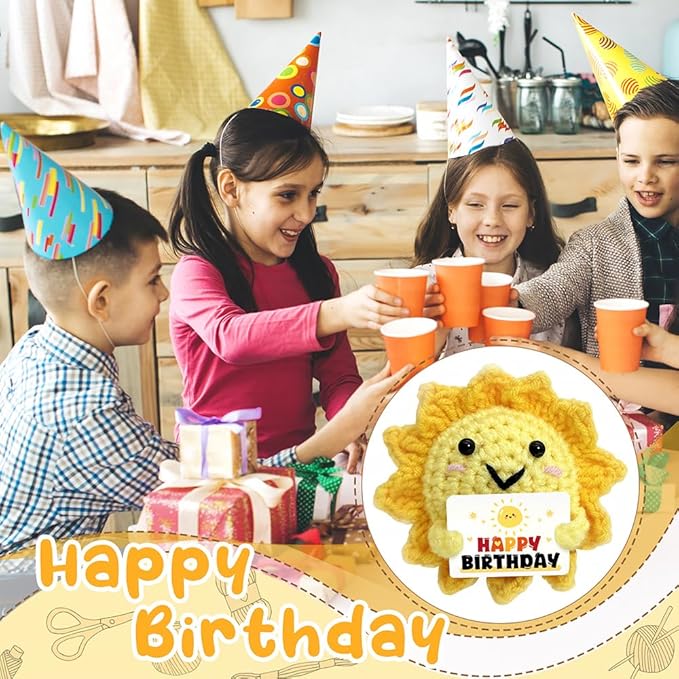 Funny Birthday Gift - Positive Crochet Sunshine Gifts with Bless Message, Handmade Emotional Support Crochet Dolls | Birthday Gifts for Women, Men, Sister, Teen, Boys, Girls, Kids, Friend & Colleagues