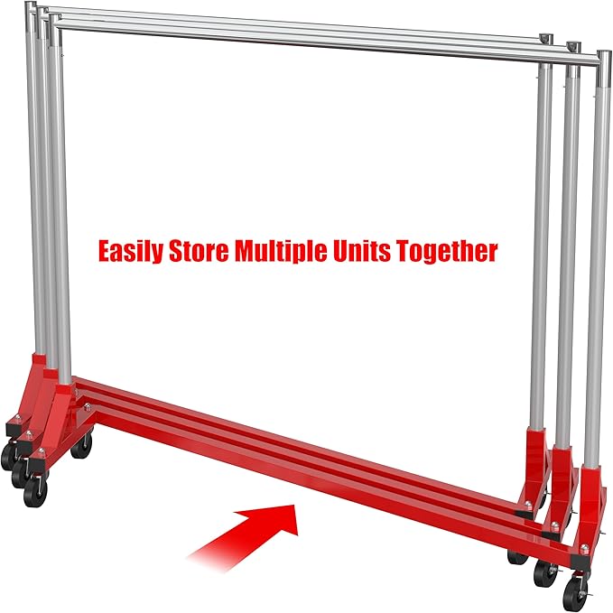 Simple Houseware Industrial Grade Z-Base Garment Rack, 500lb Load with 63 Inches Extra Long Bar, Red