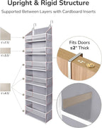 ULG Over The Door Organizer with 6 Large Pockets 12 Side Pockets, 50lbs Weight Capacity Door Hanging Organizer for Bedroom, Bathroom, Pantry, Nursery Storage, Gray