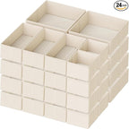 Criusia Drawer Organizer Clothes, 24 Pack Dresser Organizer for Baby Clothes, Underwear, Sock- Foldable Closet Organization and Storage Dividers Bins for Nursery, Bedroom and Dorm (Beige)