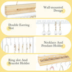 Hanging Jewelry Organizer and Storage, 5-Tier White Earring Necklace Holder Jewelry Display Organizer Stand Rack, Wall Mounted for Earrings Necklaces Bracelets and Rings, White
