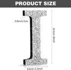 Qunclay 8'' Silver Crystal Diamond Bling Letters Crushed Diamond Decoration Wooden Glitter Letter with Screw and Hooks Rhinestone Gift for Wedding Y2k Mcbling Bedroom Wall Decor (Letter I)