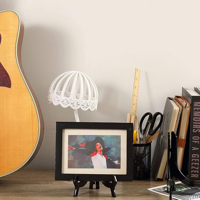 HESTYA 6 Pack Acrylic Easel Stand, Display Stand, Plate Holder for Display, Photo Holder Picture Frame Book(Black,7 Inch)