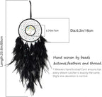 Dreamlike Black Tree of Life Dream Catcher Wall Decor with Healing Crystal Stone Handmade Feather Dream Catchers Decoration Wall Hanging for Girls Bedroom Living Room Wedding Party Home Décor