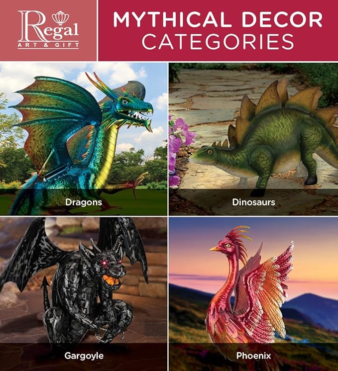 Regal Art & Gift Flying Bird Hanging Metal Mobile - Decorative Outdoor Wind Motion Sculpture for Patio, Porch & Garden Décor - Pterodactylus
