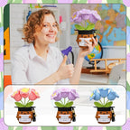 Wavwavw 3 Pack Teacher Appreciation Gift Positive Flower Handmade Crochet Doll Thank You for Helping Me Grow Gifts Back to School Gifts for Women Teacher(Flower with Grad Cap)