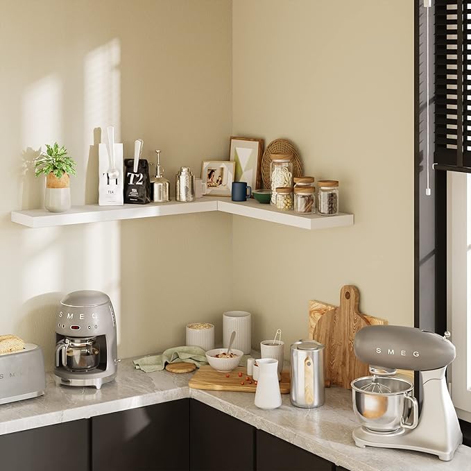 BAMEOS Floating Shelves, 35 in W x 7in Wide Display Shelf with Invisible Brackets, Set of 2 | Gallery Wall & Accent Décor Shelf for Bedroom, Living Room & Entryway White