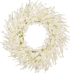 24 Inch Artificial White Forsythia Flower Wreath, Silk & Paper Bridal Floral Wreath for Front Door, Elegant Winter Wedding & Spring Summer Decor, All Season Farmhouse Porch Wall Decor