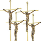 Leinuosen 4 Pieces Crucifix Wall Cross Catholic Slender Metal Crosses Wall Decor for Home Decor Hanging Jesus, 10 x 5 x 1 Inches(Gold)
