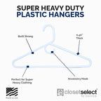 Super Heavy Duty Plastic Hangers, Made in USA, White Super Heavy Weight Hanger, 24 Pack