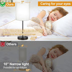 Lynnoland Set of 2 Touch Control Table Lamps with 2 USB & AC Outlet, 3-Way Dimmable Bedside Nightstand Lamps for Bedroom Living Room Nursery, 800 Lumens 5000K Daylight Bulbs Included