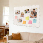 Foldable Decorative Scalloped Felt Bulletin Board 24 * 16 Inches for Wall, Alternative Photo Board Self-Adhesive Vision Board Decorative Pin Board for Wall (Light Camel)