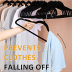 ELONG HOME Velvet Hangers, 50 Pack Black Slim Felt Hangers with 360 Swivel Hook, Non-Slip, Heavy Duty for Coats, Pants & Dresses