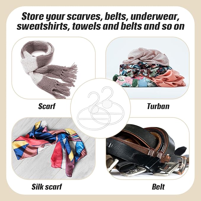 Scarf Hanger Plastic Holder Organizer Space Saving Scarf Organizer Clothes Hanger for Scarves Headscarves Clothing Sorting Storing(Clear,100 Pcs)
