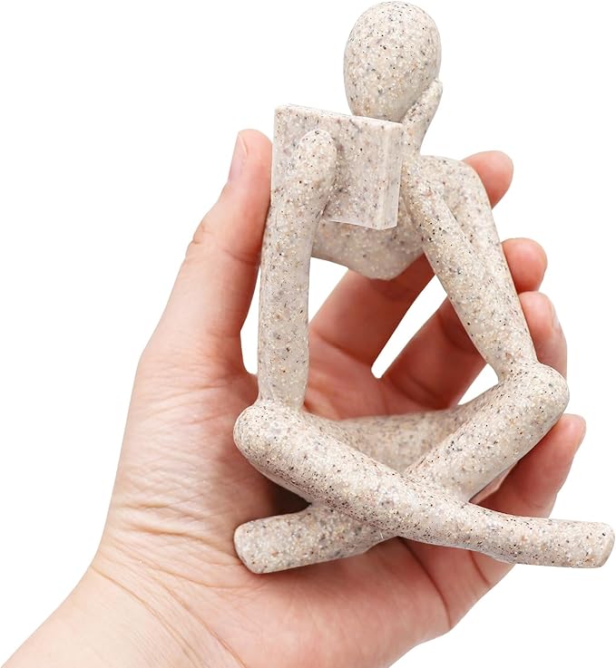 Jinkoozz Gold Reading Women Statue, Thinker Sculptures, Abstract Art Ornament, Modern Aesthetic Figurine Decoration, Suitable for Home Living Room Bedroom Office Shelf Table Desk Bookshelf Decor
