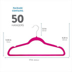 Zober Velvet Hangers 50 Pack - Heavy Duty Pink Hangers for Coats, Pants & Dress Clothes - Non Slip Clothes Hanger Set - Space Saving Felt Hangers for Clothing