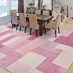 FlyDOIT Modern Geometric Patchwork Area Rug, 8x10 Pink Large Rugs for Living Room, Rockwood Collection Indoor Rugs for Bedroom, Throw Carpet Floor Decor for Entryway Dining Room Office Nursery
