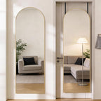 DUMOS 47"x14" Full Length Door Mirror, Arched Full Body Mirror with Aluminum Alloy Thin Frame, Leaning or Hanging, Suitable for Bedroom, Livingroom, Cloakroom, Gold